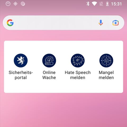 Homescreen eines Smartphones auf Android Basis und dem Widget des Sicherheitsportal Hessen 